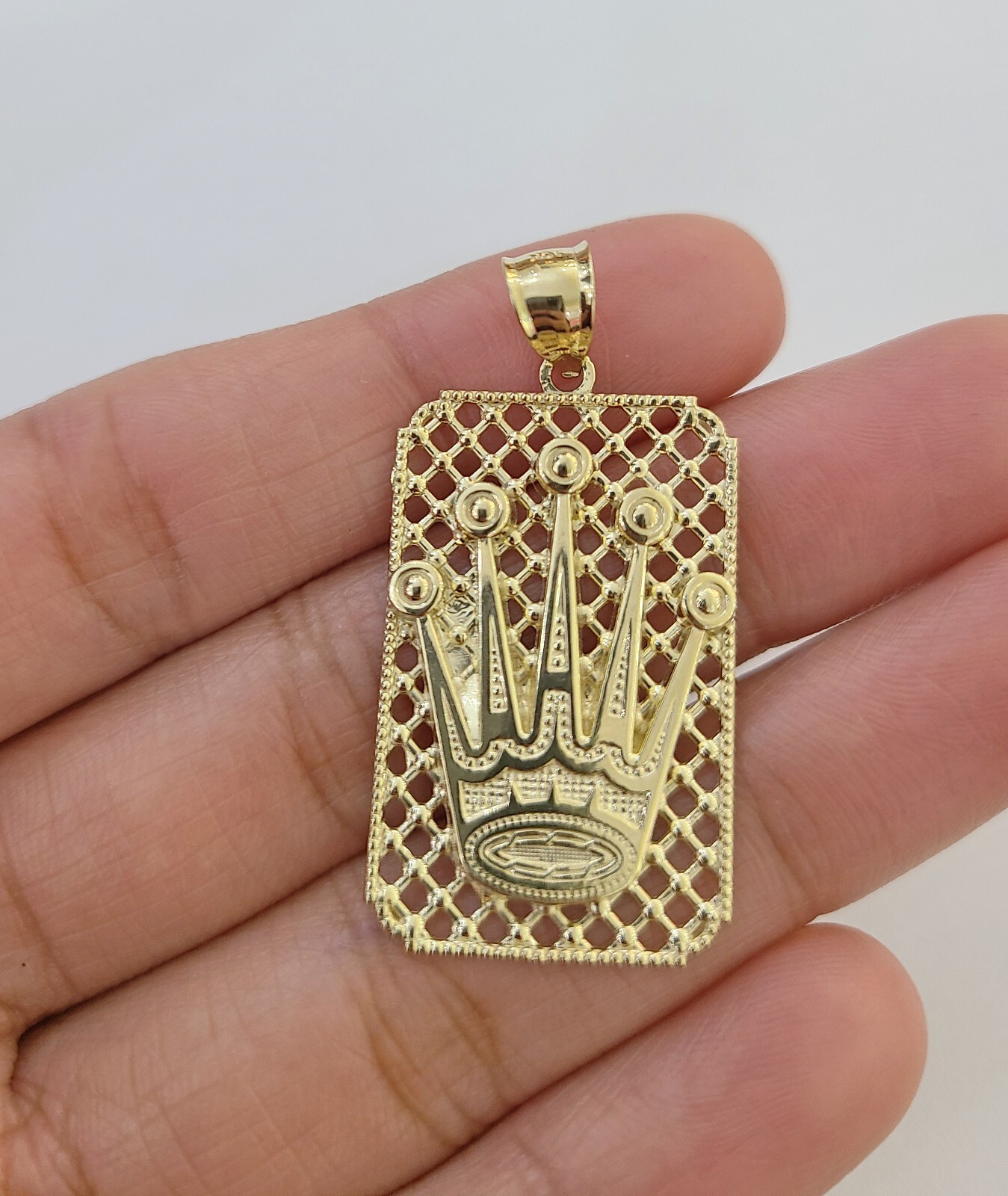 10K Real Yellow Gold Crown Charm Pendant Crown Gold 10kt