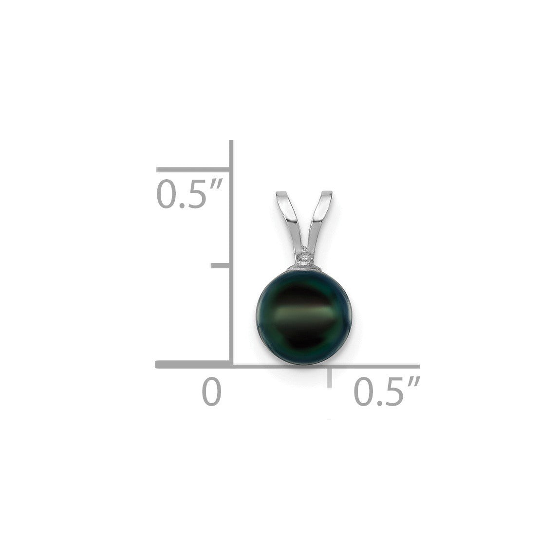 14K White Gold 6-7mm Round Black Cultured Saltwater Akoya Pendant