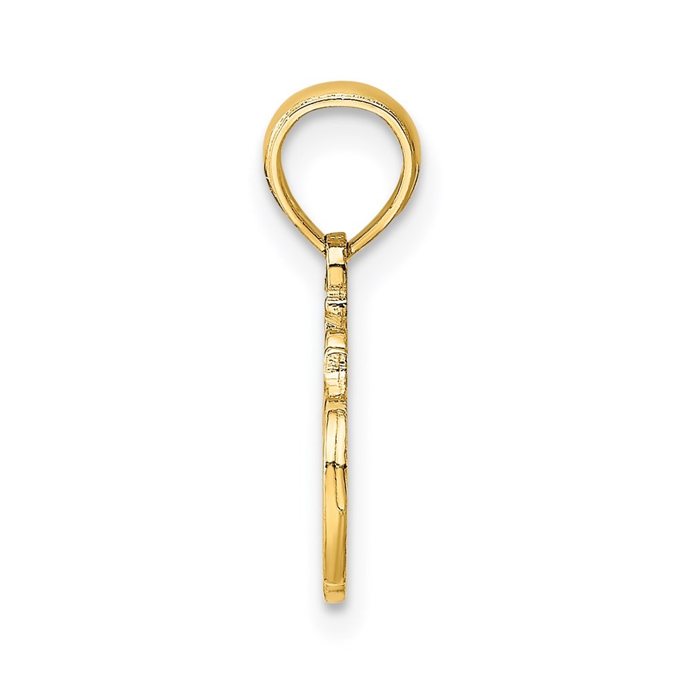 14k Yellow Gold #1 TEACHER Charm Pendant 0.75gm L-1.24 in,W-0.75 in