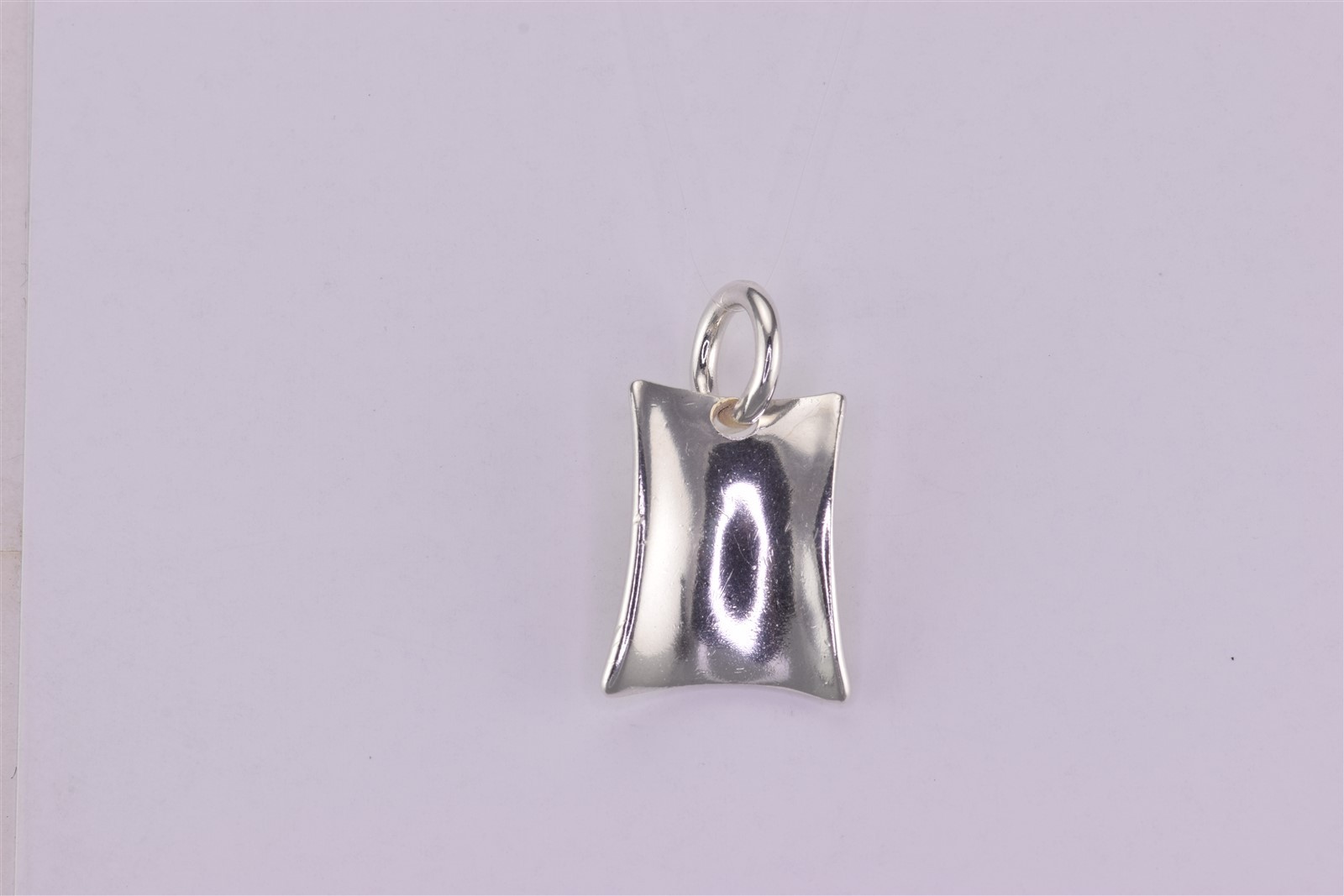 Sterling Silver 20mm x 16mm Polished Concaved Modernist Rectangle 925 Pendant