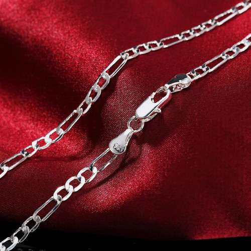 925 Sterling Silver 4MM Chain Bracelet Necklace for Men Women Wedding Gifts