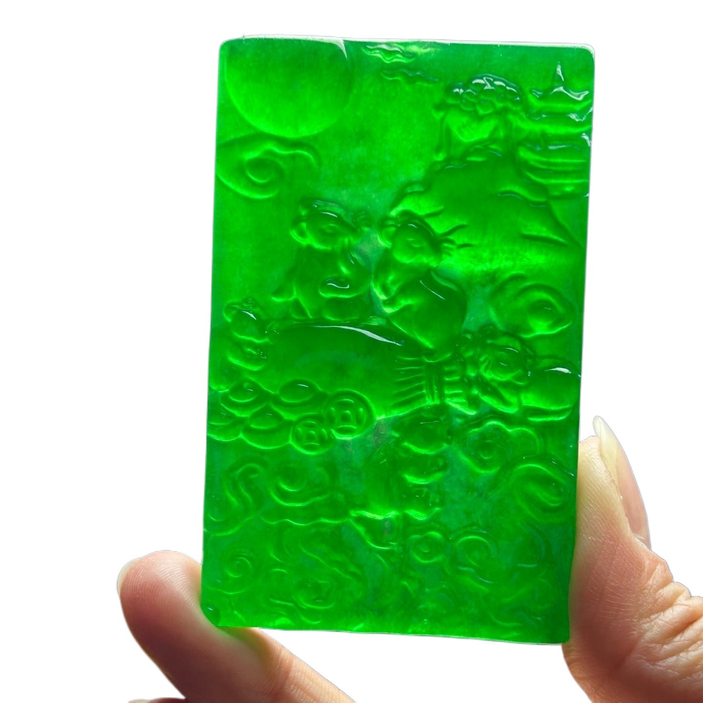 Nature Ice Green Burmese Jadeite Hand Carved Mouse Lucky Amulet Pendant Necklace