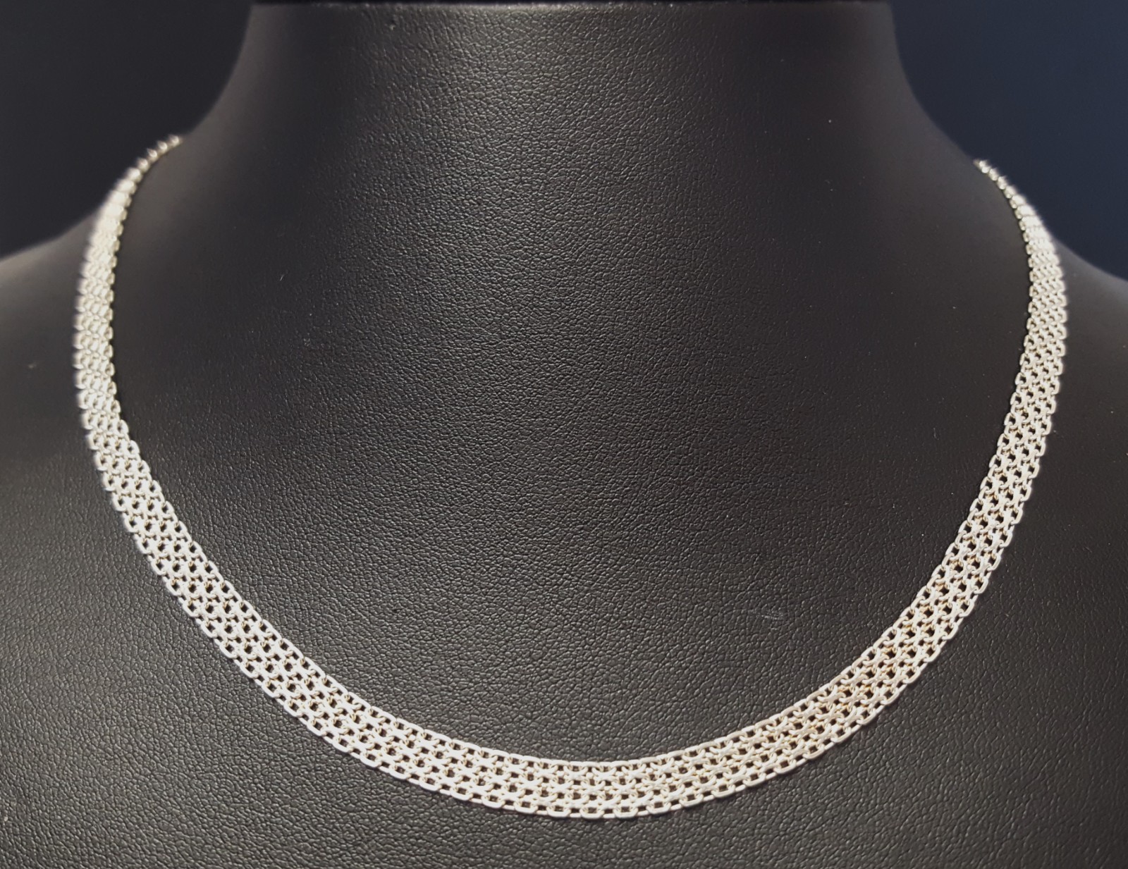Bismark 6mm Mesh Chain Sterling Silver Necklace 18″ Italy IBB Chainmail Vtg 925