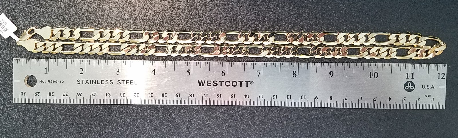 Stamped 14K Italy Figaro Chain Necklace Untested Magnetic Reaction