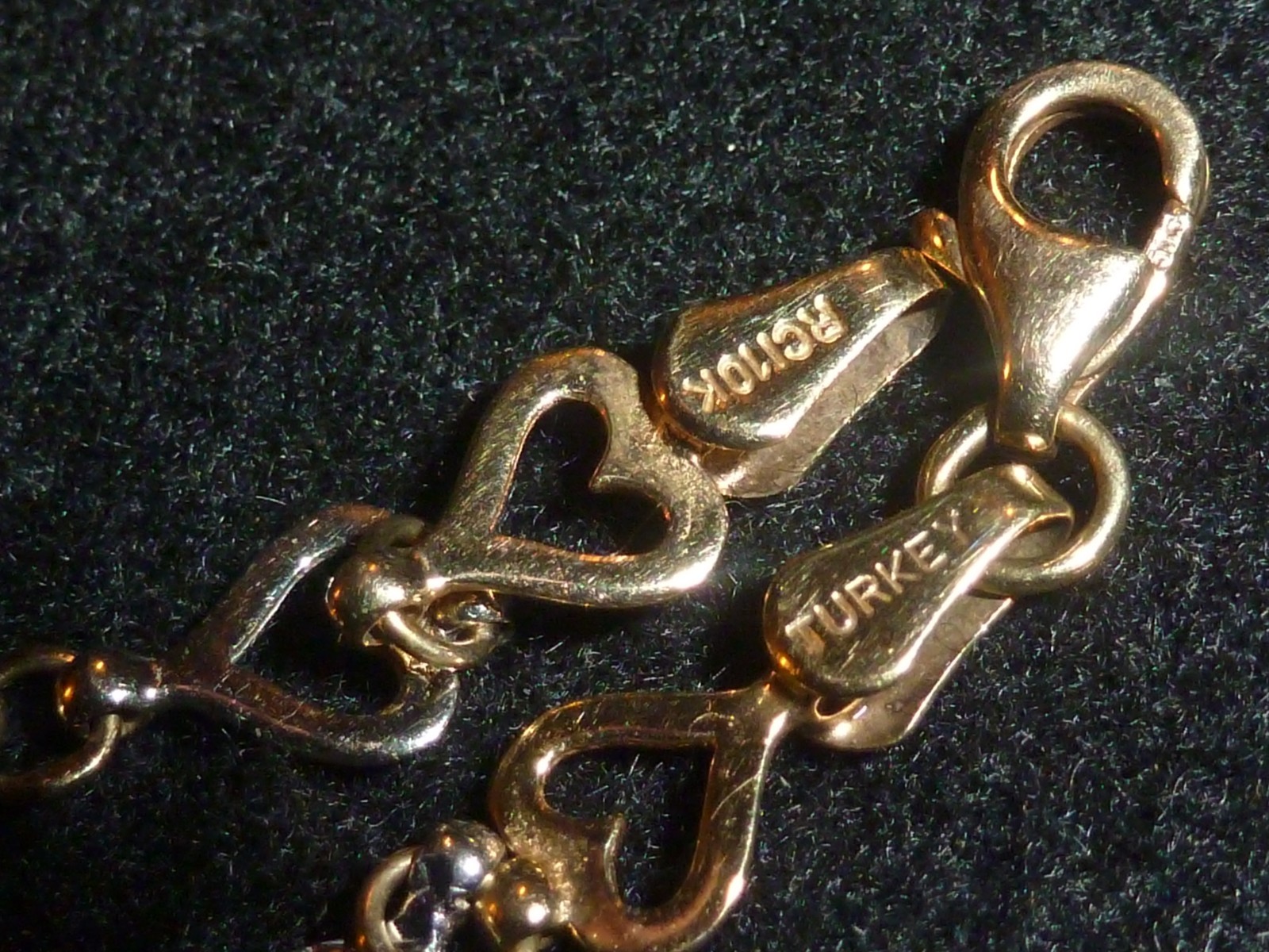 10K SOLID YELLOW & WHITE GOLD DIAMOND-CUT HEARTS TENNIS BRACELET – 7″ – 3.32 G