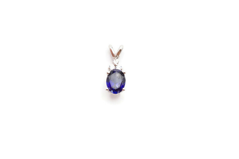 10k White Gold 1.25 Lab-Created Sapphire And CZ Pendant