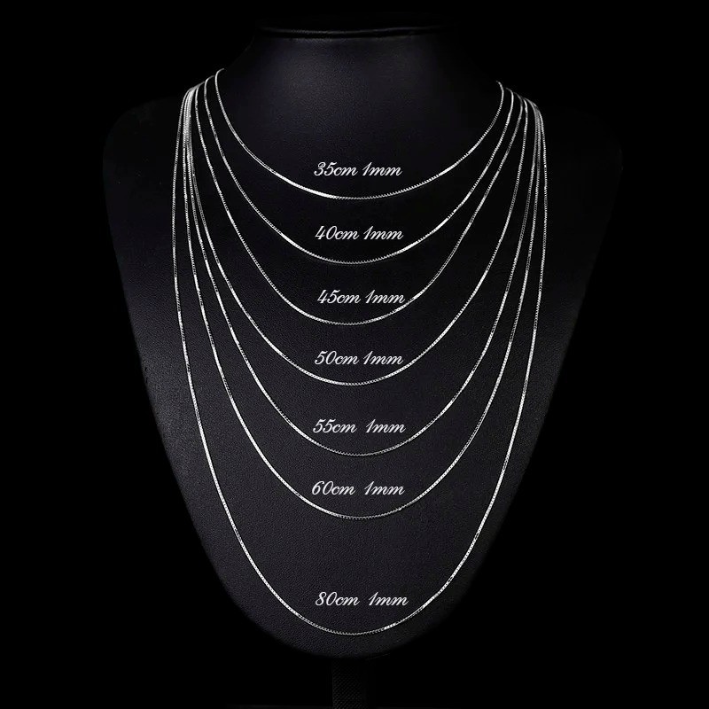 925 Sterling Silver BOX Chain Necklace All Sizes Stamped .925 Italy