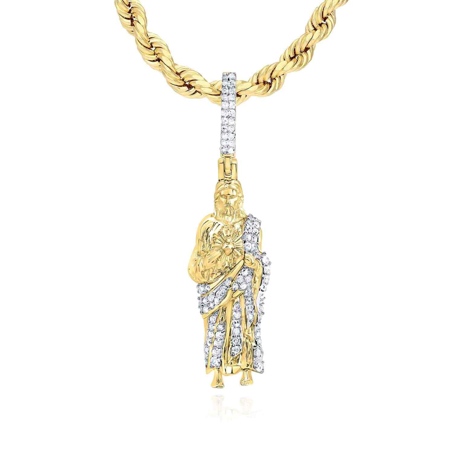 Real Diamond 10K Real Gold Jesus Pendant 1.5″ 2″ 2.65″