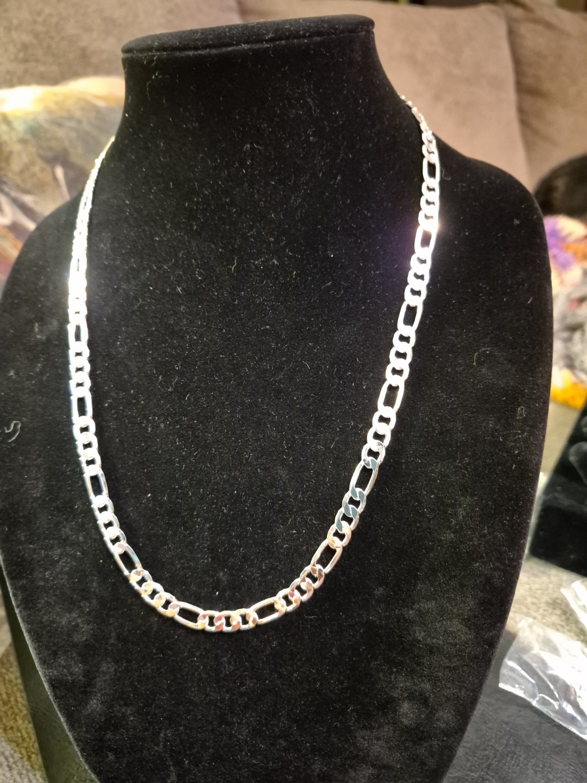 925 Stamped 7mm Figaro Link Chain, 22″ long