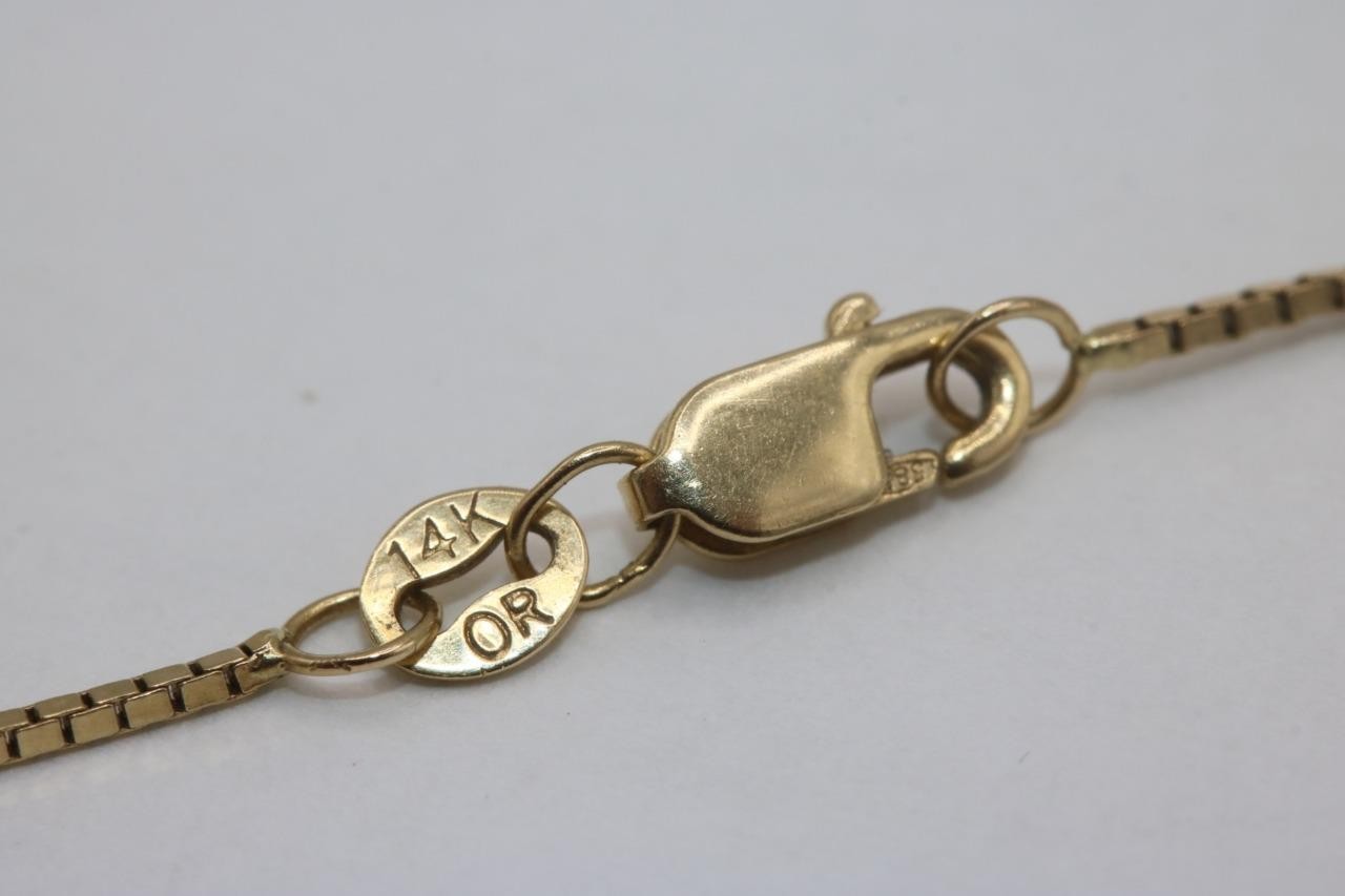 Fine 14K Yellow Gold 1MM Box Chain Necklace 19″ Long