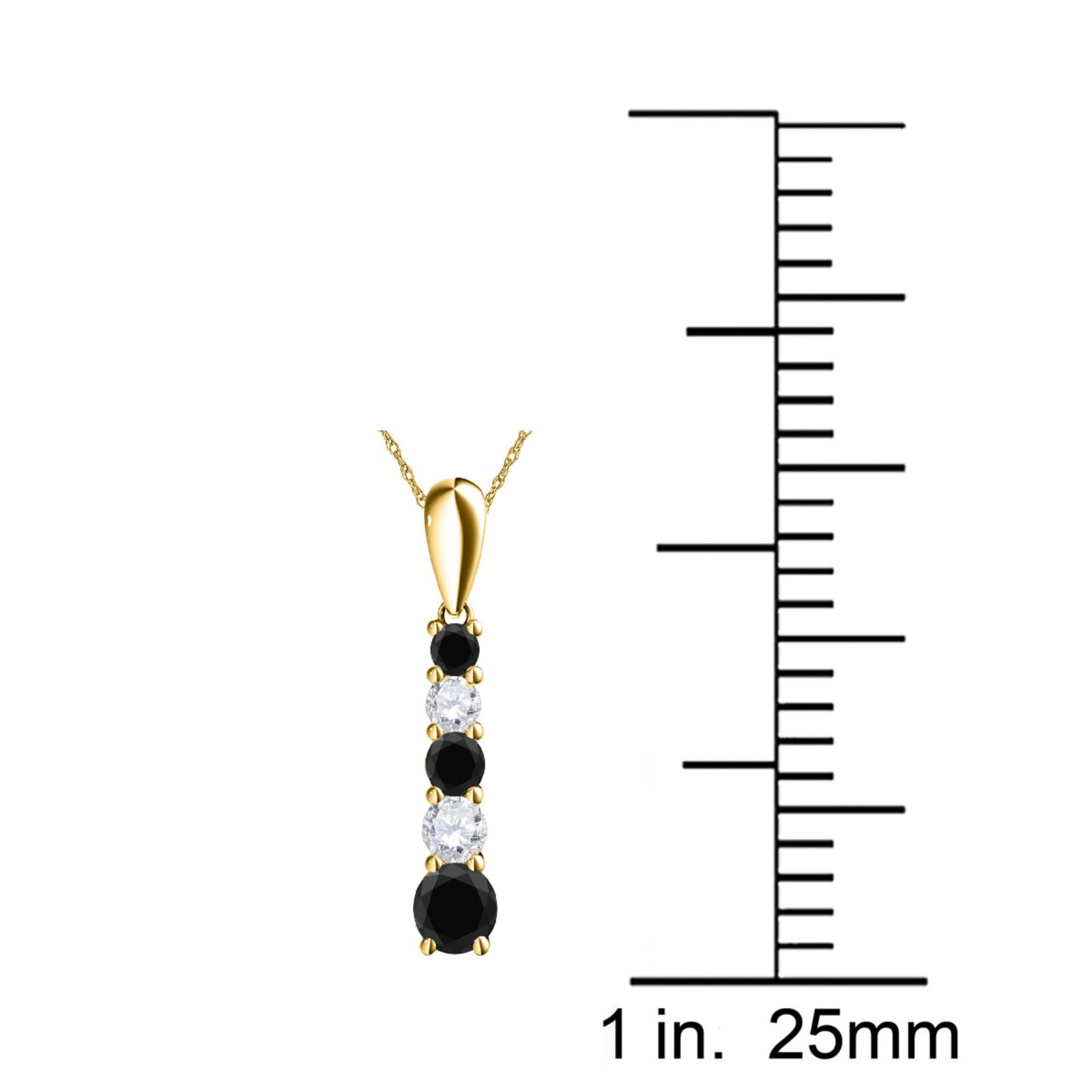 0.75 Carat Natural Black & White Diamond Pendant Necklace for Women in 10K Gold