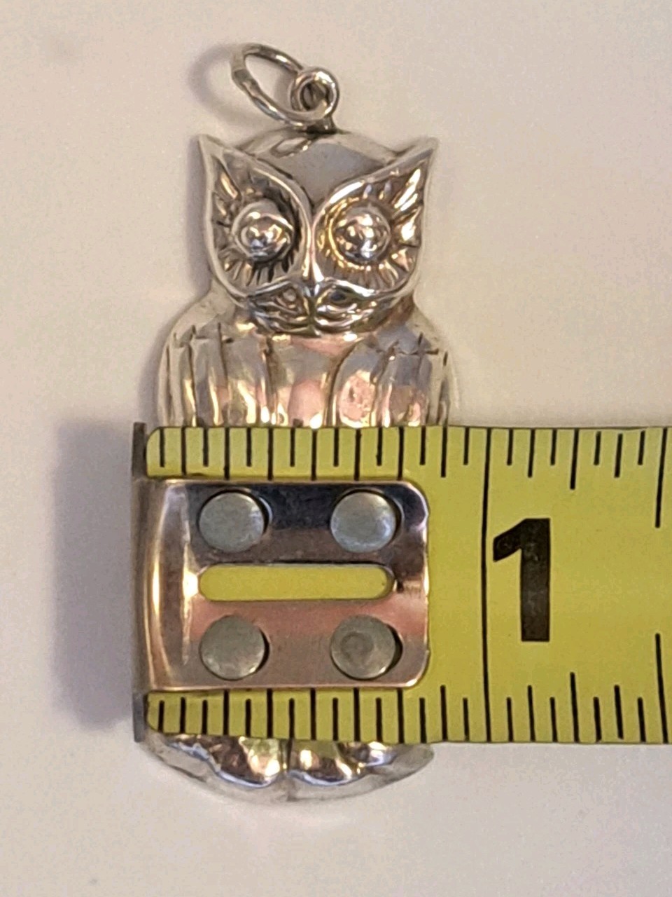 Vintage Estate 925 Sterling Silver Owl Pendant Goodluck Piece 9.27 Grams 2.25″