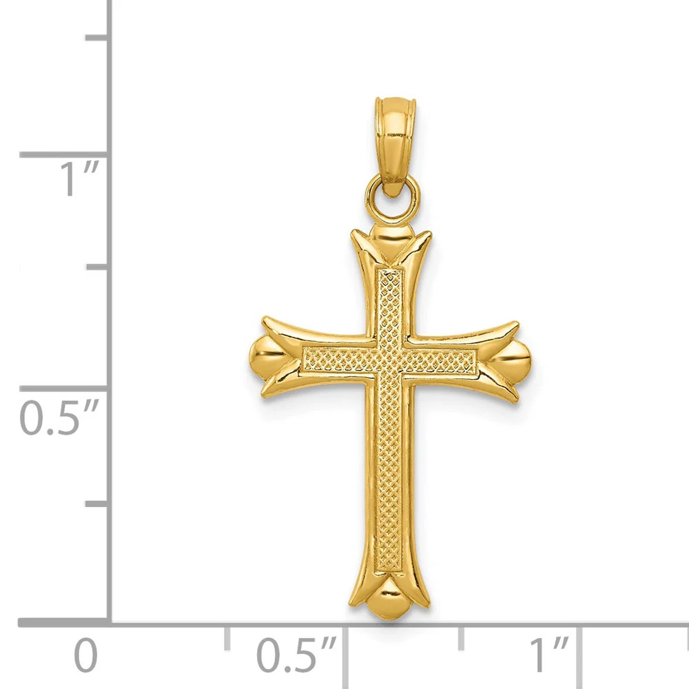 10K / 14K Yellow Gold Fleur De Lis Cross Pendant