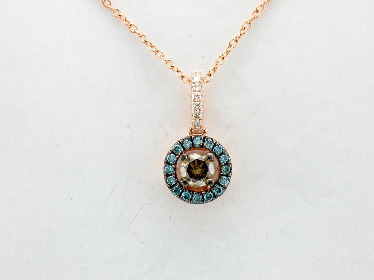 LeVian 14K Rose Gold G-H SI1 Chocolate Diamond 0.37 cts 18″ Pendant Necklace
