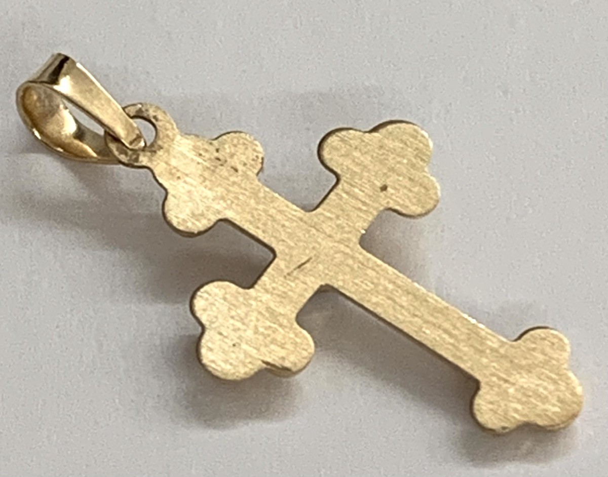 14K Yellow Gold Diamond Danty Detailed Cross .6G