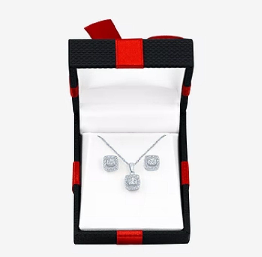 Yes, Please! Mined White Diamond Sterling Silver Cushion 2-pc. Jewelry Set