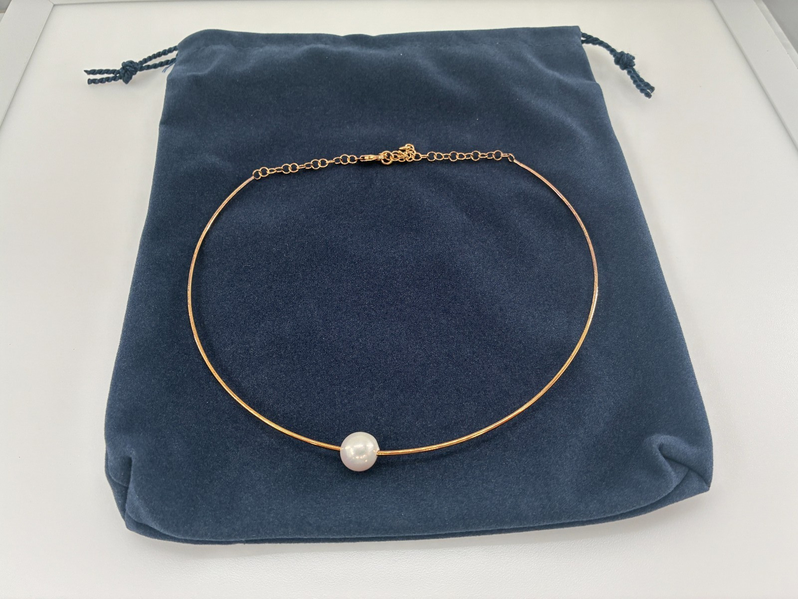 Honora Omega Necklace With Sliding Cultured Ming Pearl Sterling Silver Italy 925