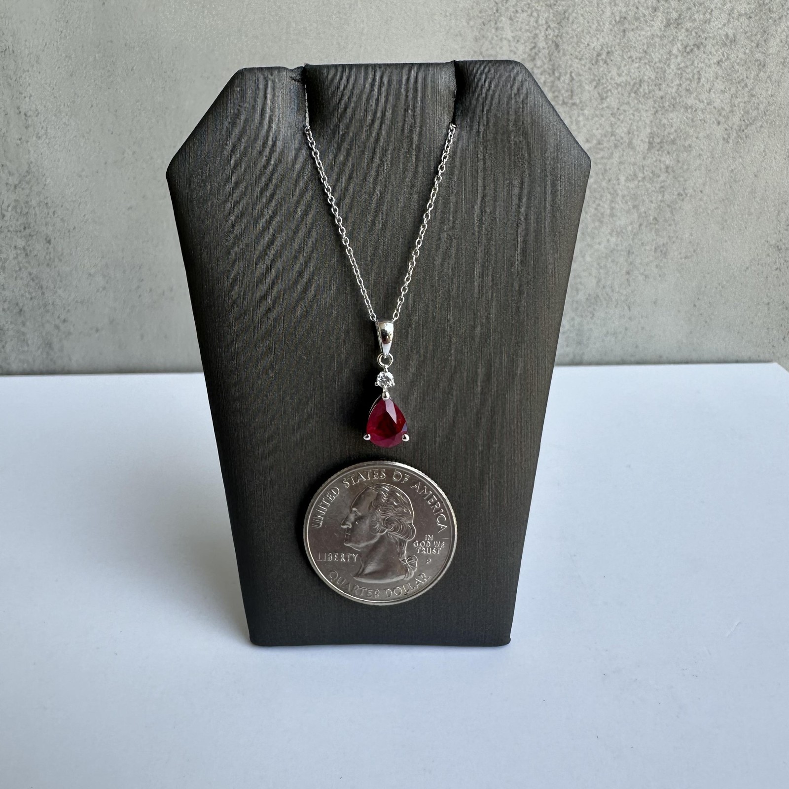 Appraised Ruby Diamond Necklace 18K White Gold 1.22ctw Pear Ruby New