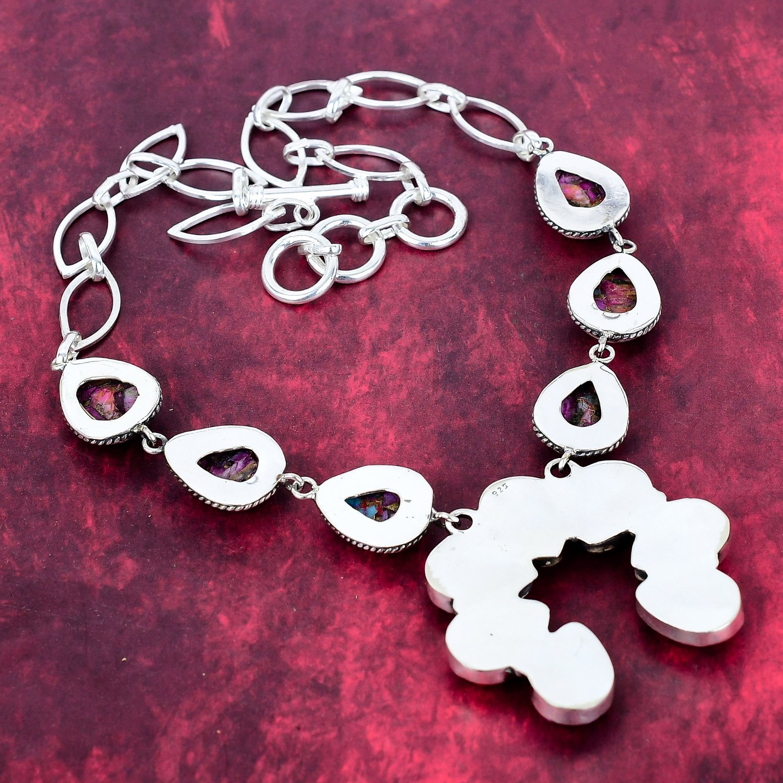 Pink Spiny Oyster Gemstone Handmade 925 Sterling Silver Jewelry Necklace For Her