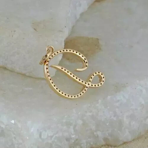 1.50 Ct Round Cut Diamond D Initial Letter Pendant Charm 14K Yellow Gold Finish