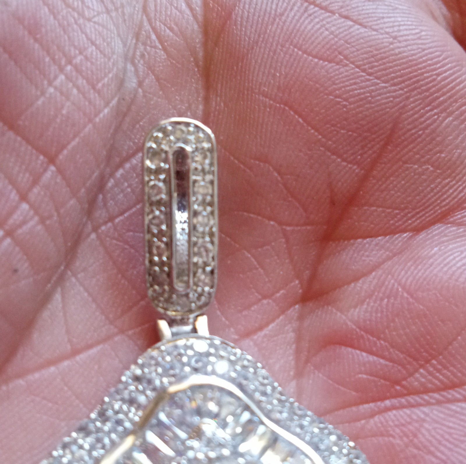 Square Moissanite Cluster Pendant in Sterling Silver 925, White Gold Look, New