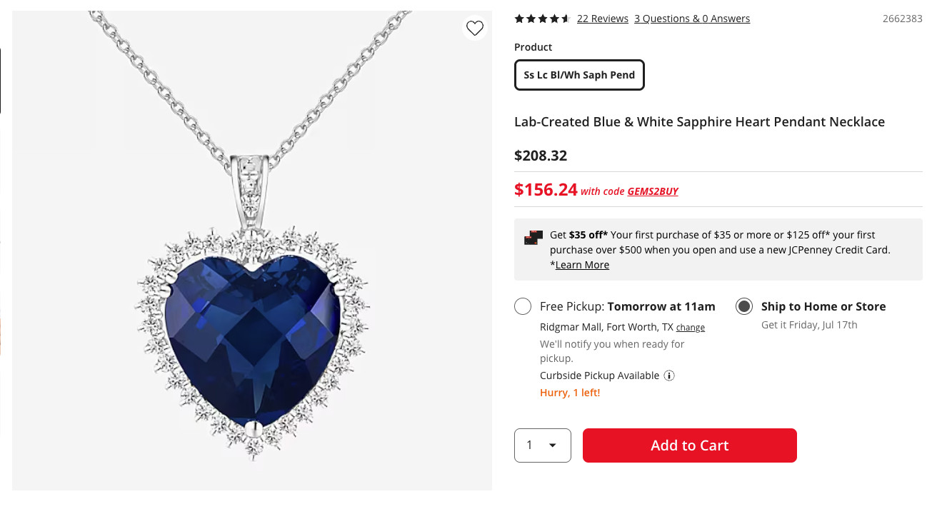 Lab Created Blue White Sapphire Heart Pendant Necklace Sterling Silver 18” New