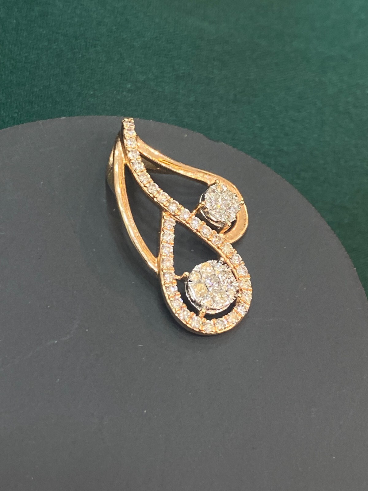 Pave 0.75 Cts Round Brilliant Cut Natural Diamond Pendant In 14K Rose Gold