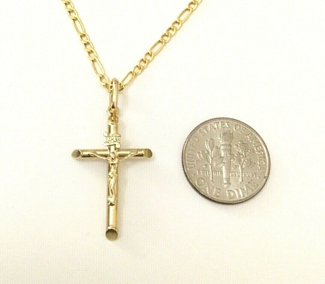 10K REAL GOLD CROSS NECKLACE 20” /10K ORO PURO CADENA CRUZ 20” 31mm- GP09-1