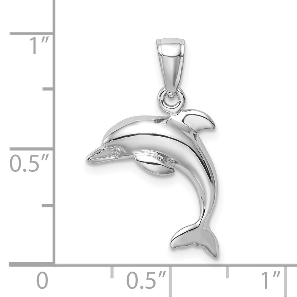 10k White Gold Jumping Dolphin Pendant 1.29gm L-16.2 mm, W-19.1 mm