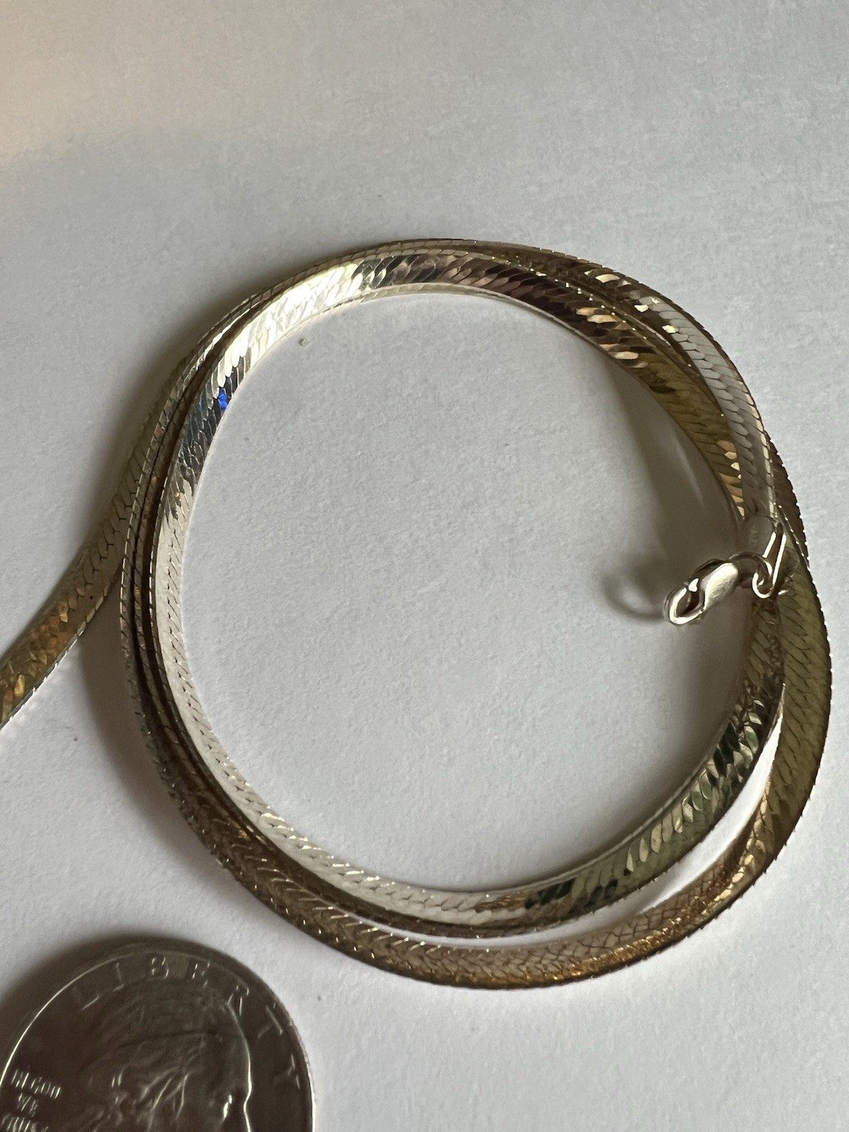 Herringbone Necklace 30” Long Stamped 925 Italy