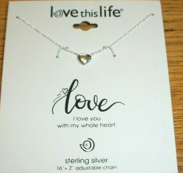 Heart Necklace Sterling Silver I Love You With My Whole Heart Gift of Love