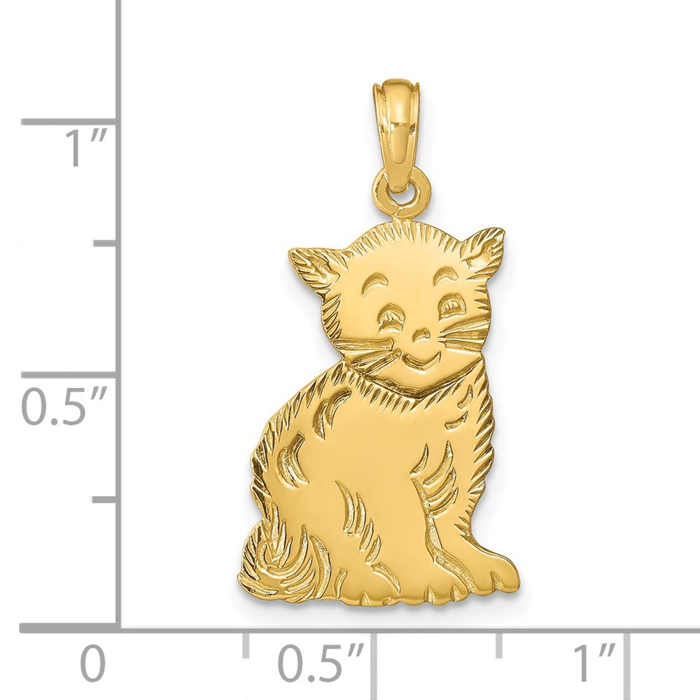14k Yellow Gold Flat Polished Kitten Pendant
