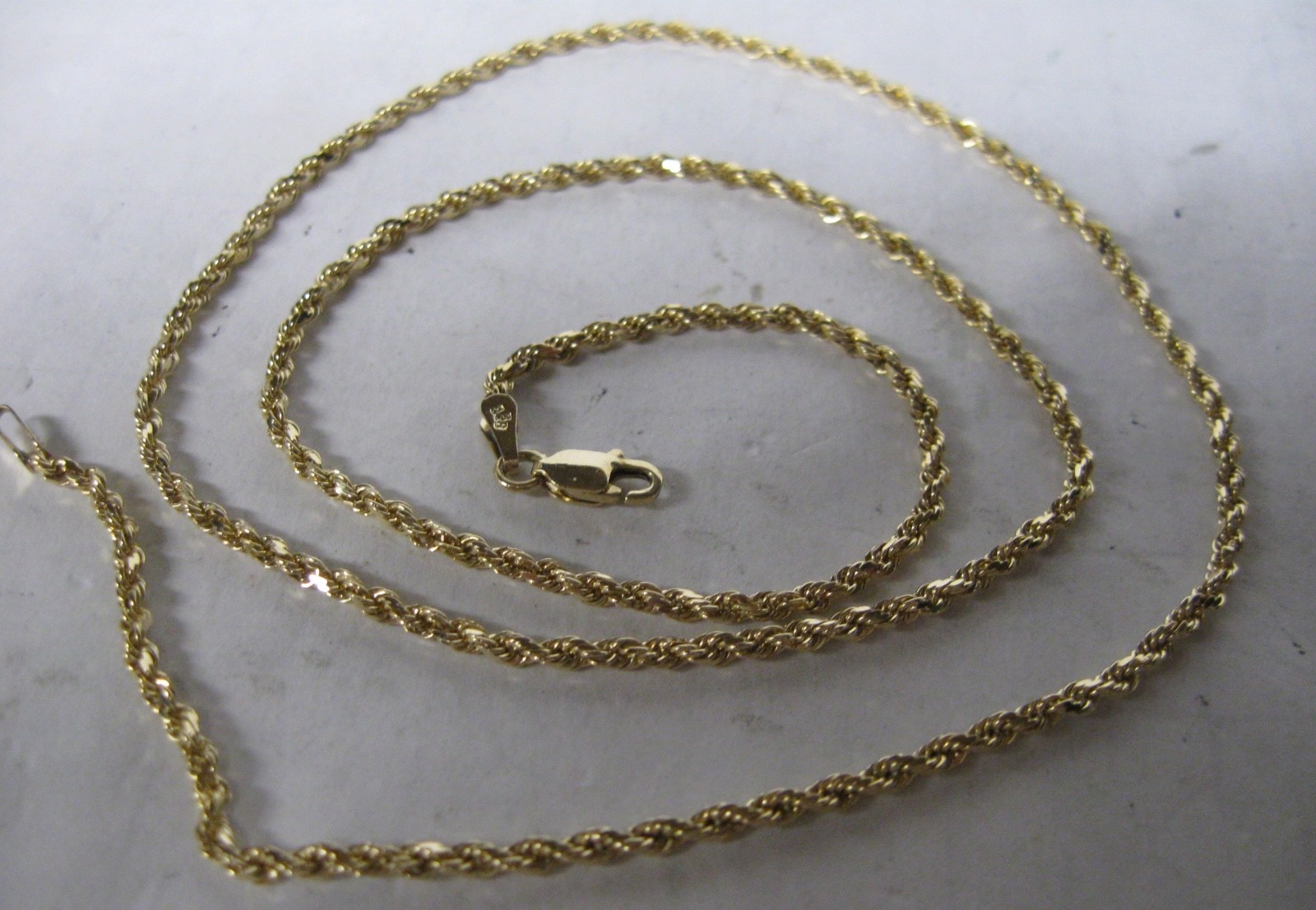10K SOLID GOLD 20″ DIAMOND CUT 2MM ROPE NECKLACE CHAIN 6.7 GRAMS