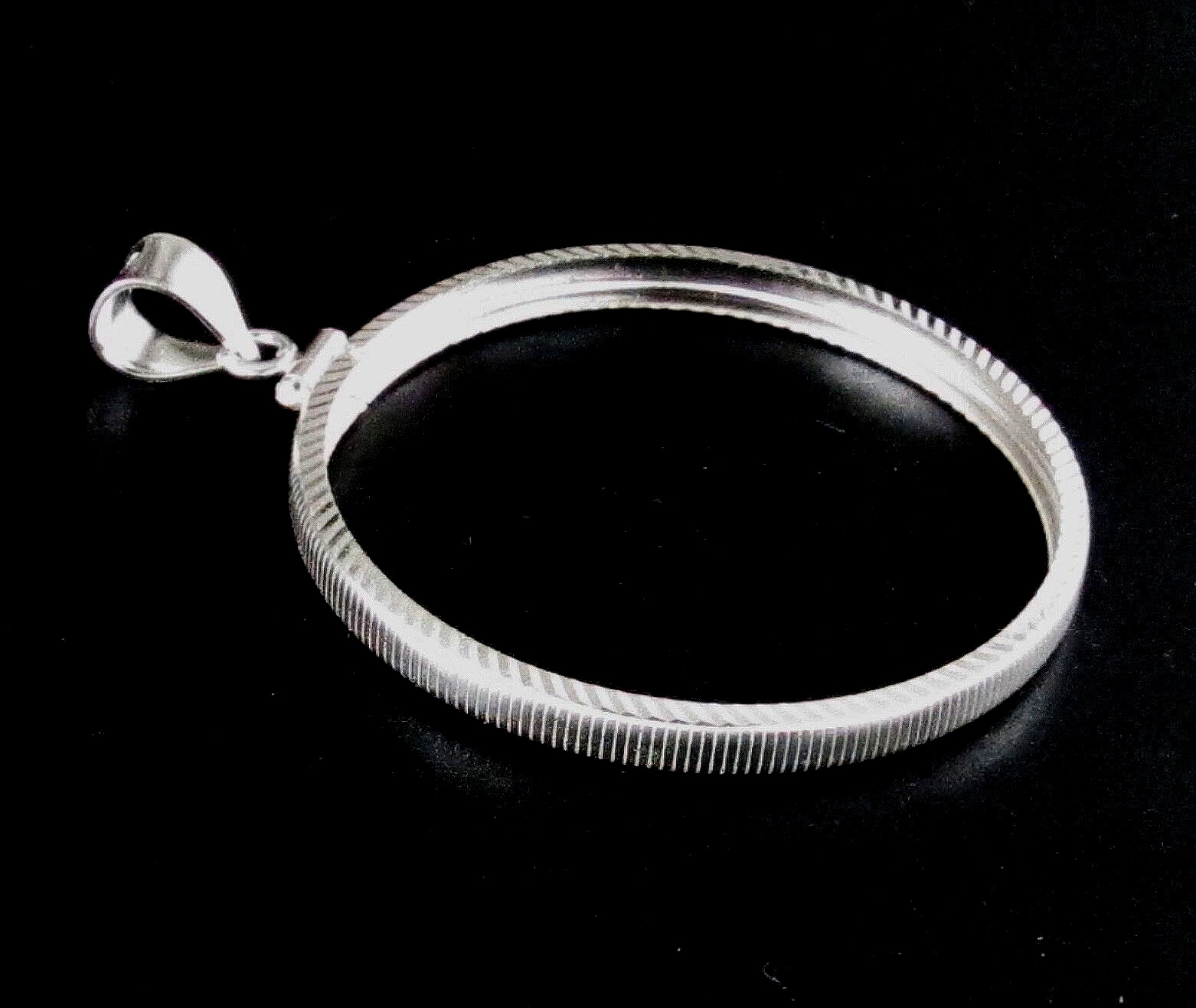 Coin Bezel 1 oz American Silver Eagle Diamond Cut Sterling Silver Soldered Bail