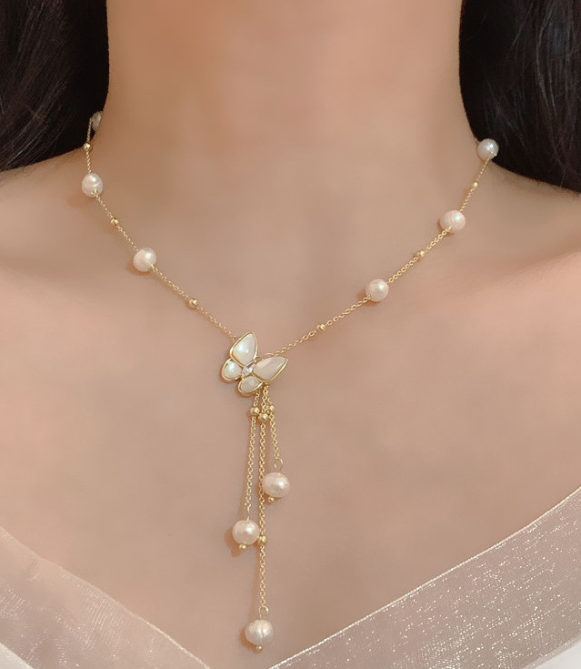 Beautiful Popular AAA+ Akoya White round Pearl Necklace 16in Pendant 14k Gold P