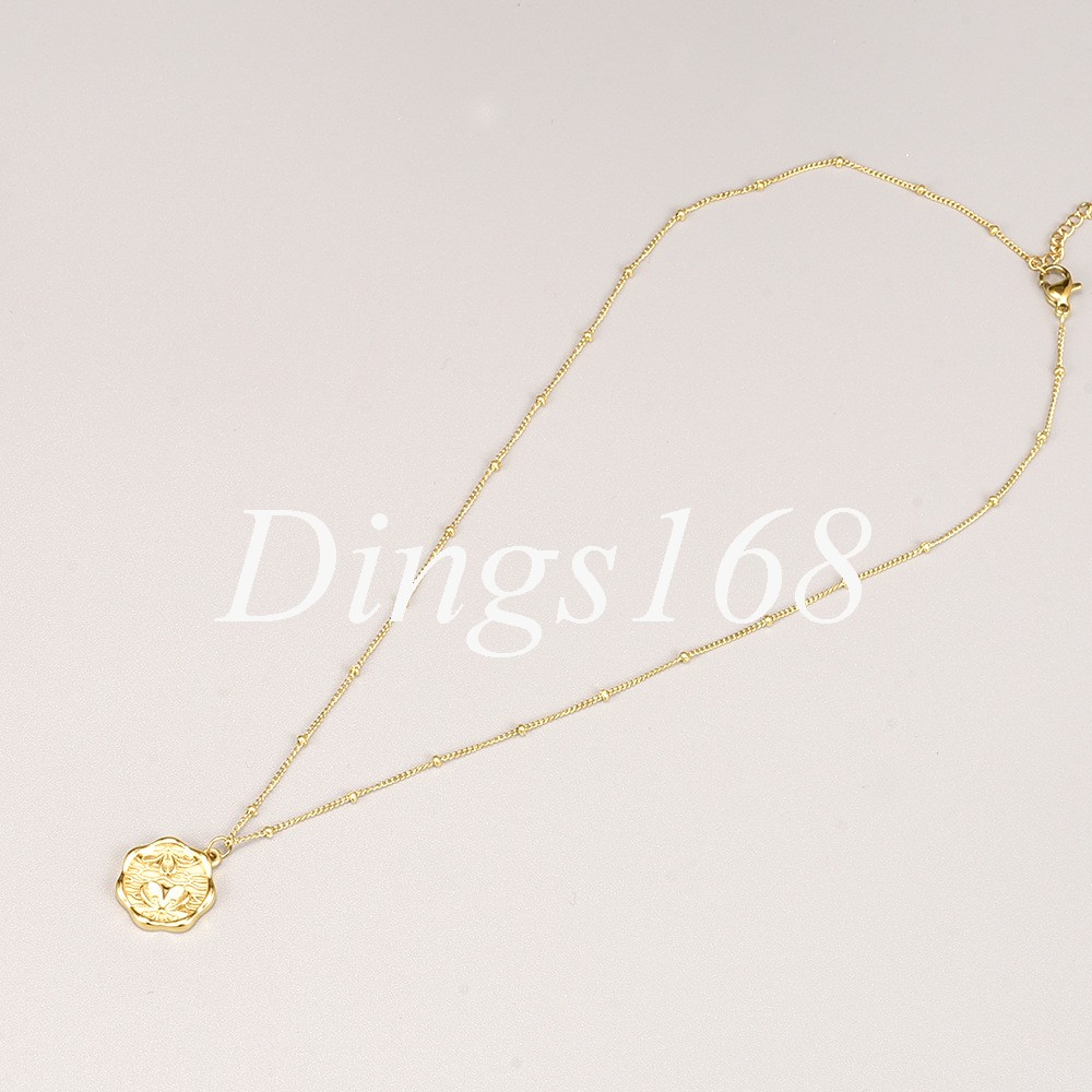 18K Yellow Gold Filled Nickel/Lead-Free 0.6″ Flower 16+2.4inch 1mm Thin Necklace