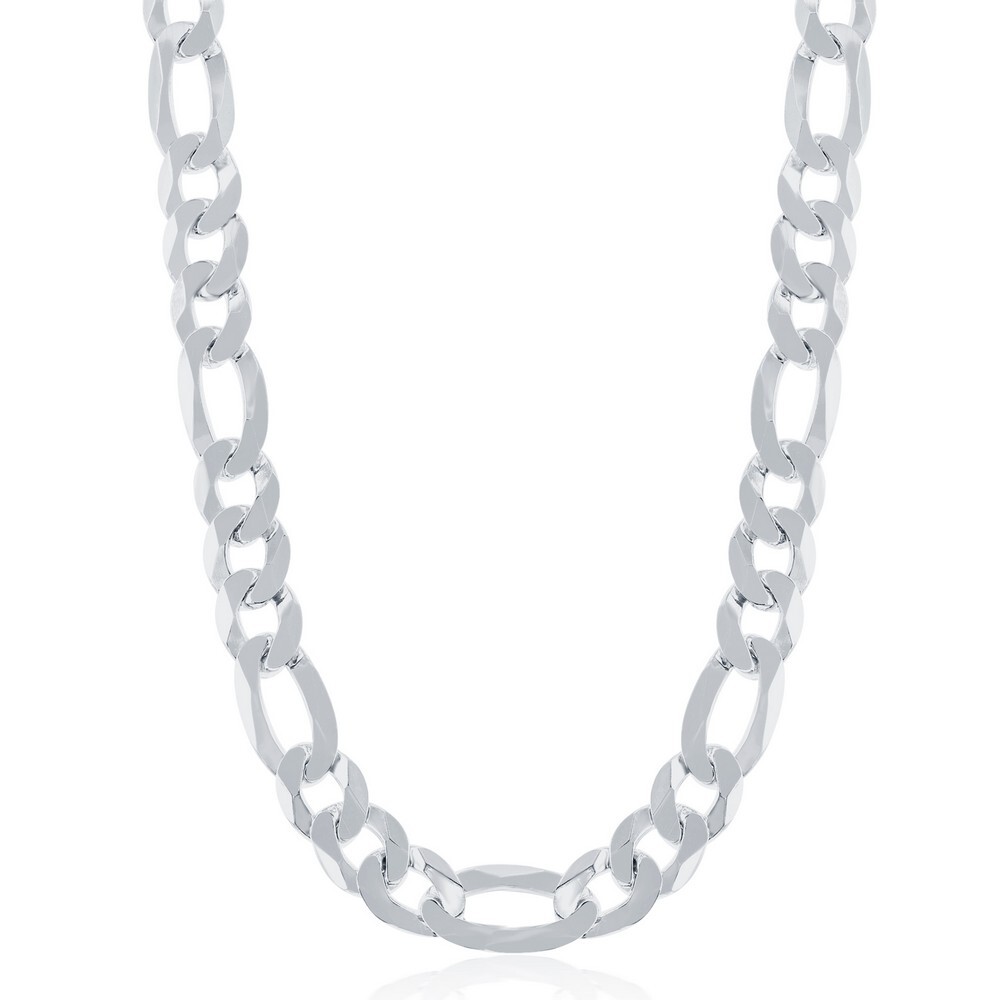 Sterling Silver 8.6mm Figaro Chain – Rhodium Plated