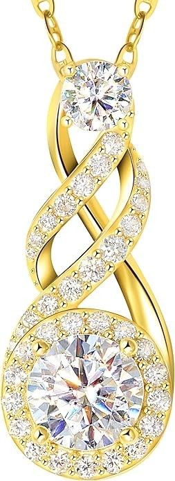 Moissanite Infinity Necklace Anniversary Gift Necklace in 925 Sterling Silver