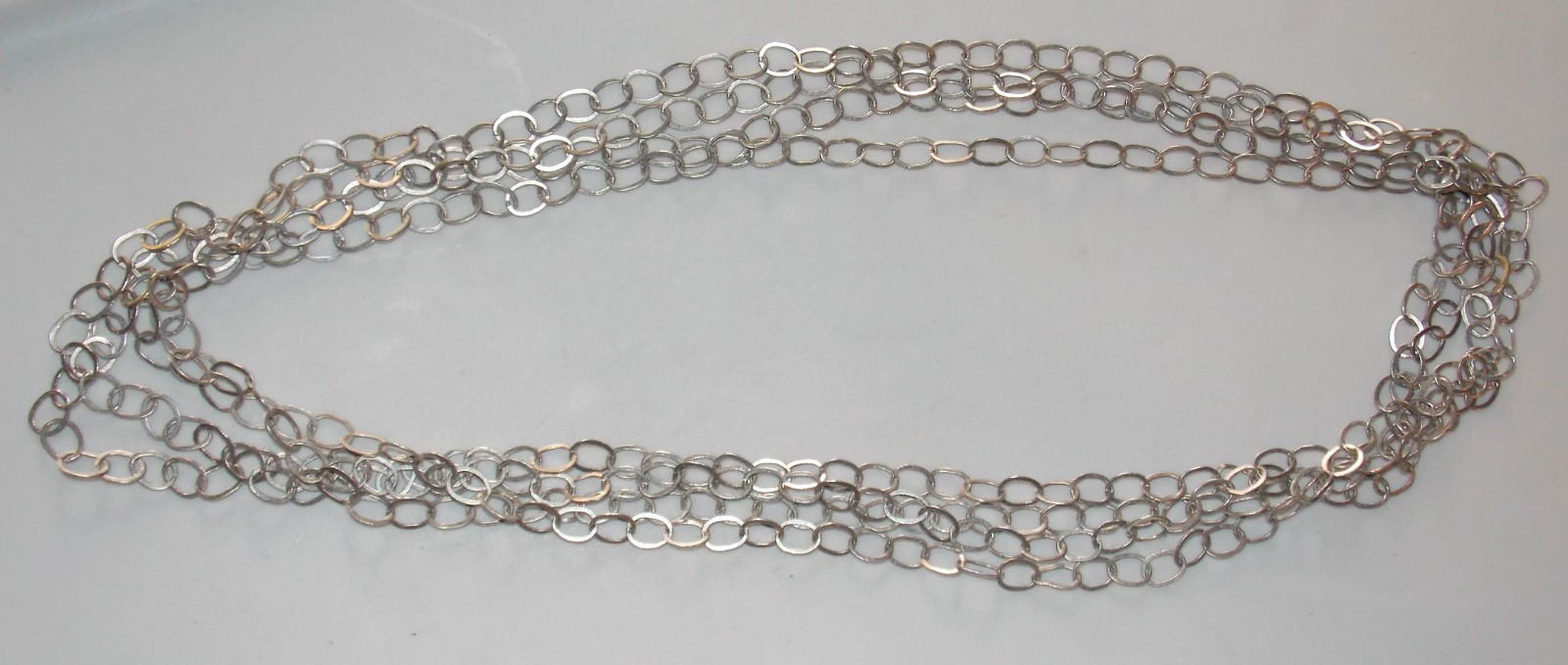 Sterling Silver 100″ (8’4″) Oval Link Chain Necklace Lobster Clasp Signed PC