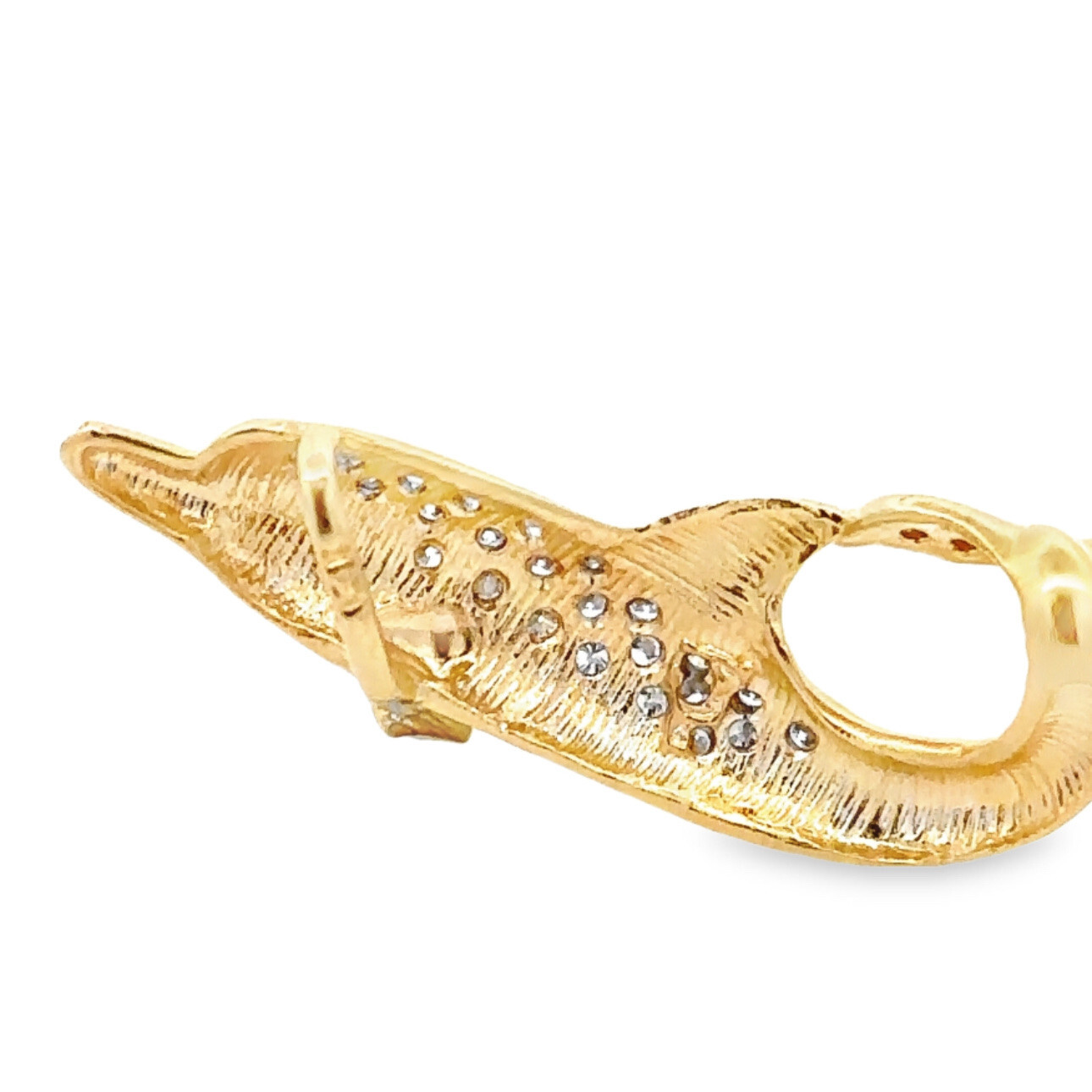 14KT. Yellow Gold Dolphin Slide With Diamonds (3/4 x 1 1/2 Inch)