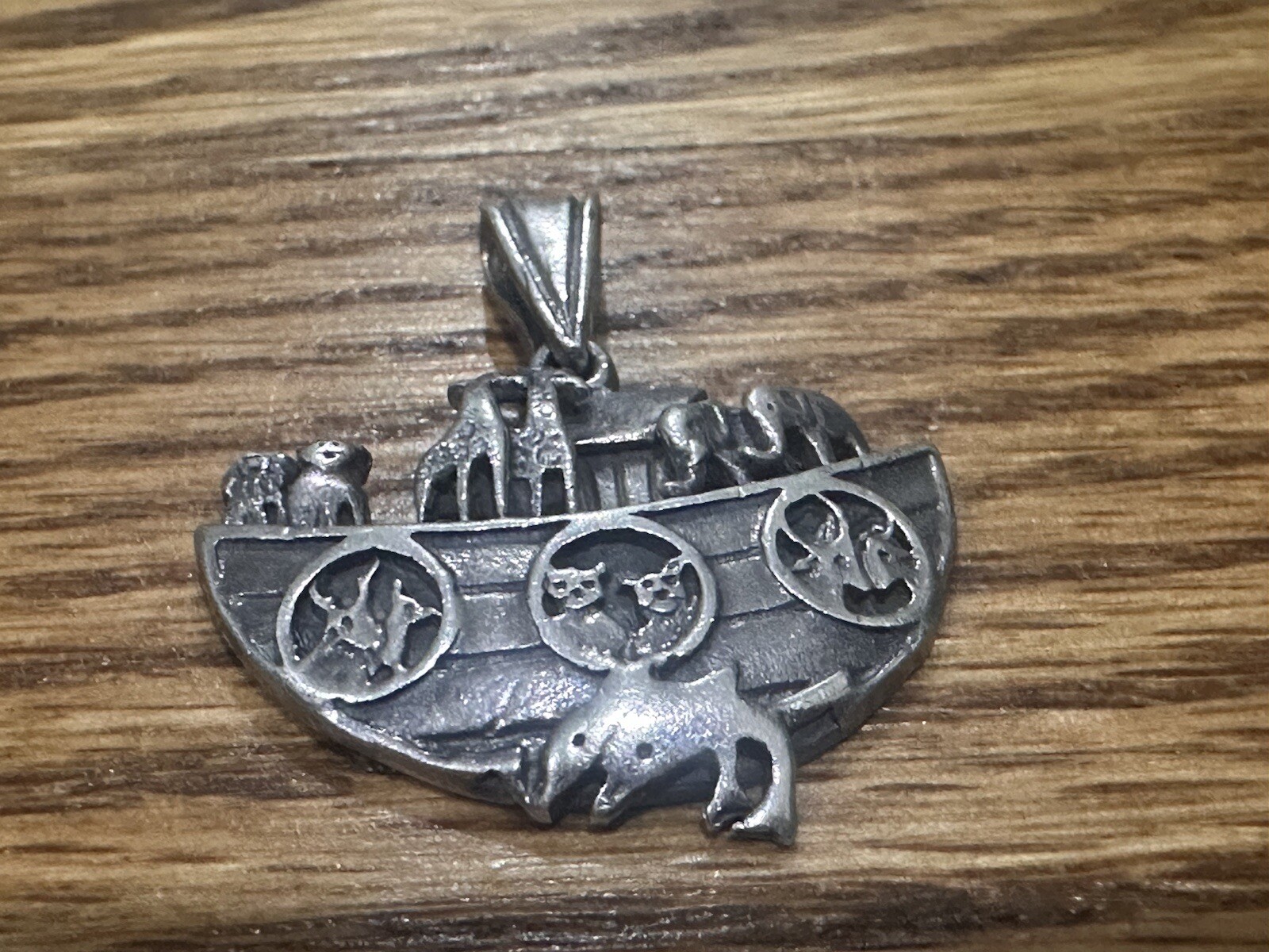 Vintage Sterling Silver 925 Animals Noah’s Ark 3D Pendant Faith 5g Bible Jewelry