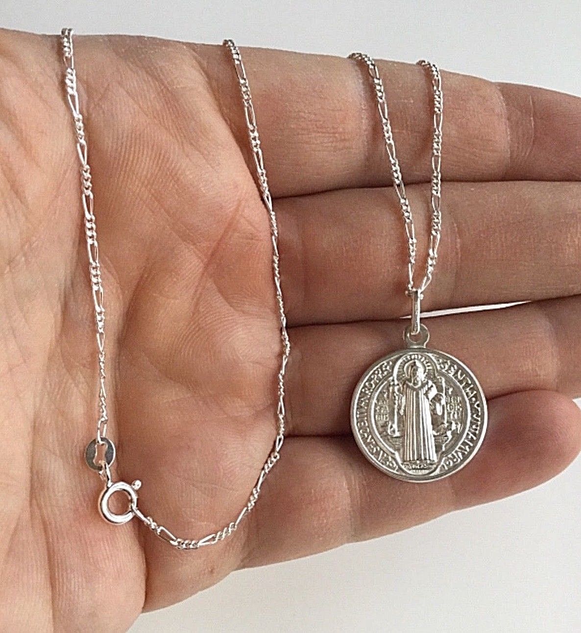 925 SILVER SAINT BENEDICT NECKLACE 22″ / CADENA SAN BENITO 925 PLATA 22″- 20mm#1