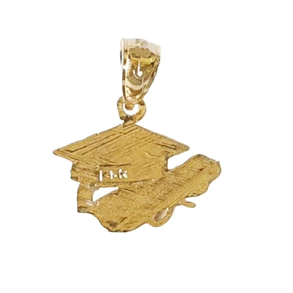 14k Yellow Gold Graduation Cap Hat Diploma Pendant / Charm, Made in USA