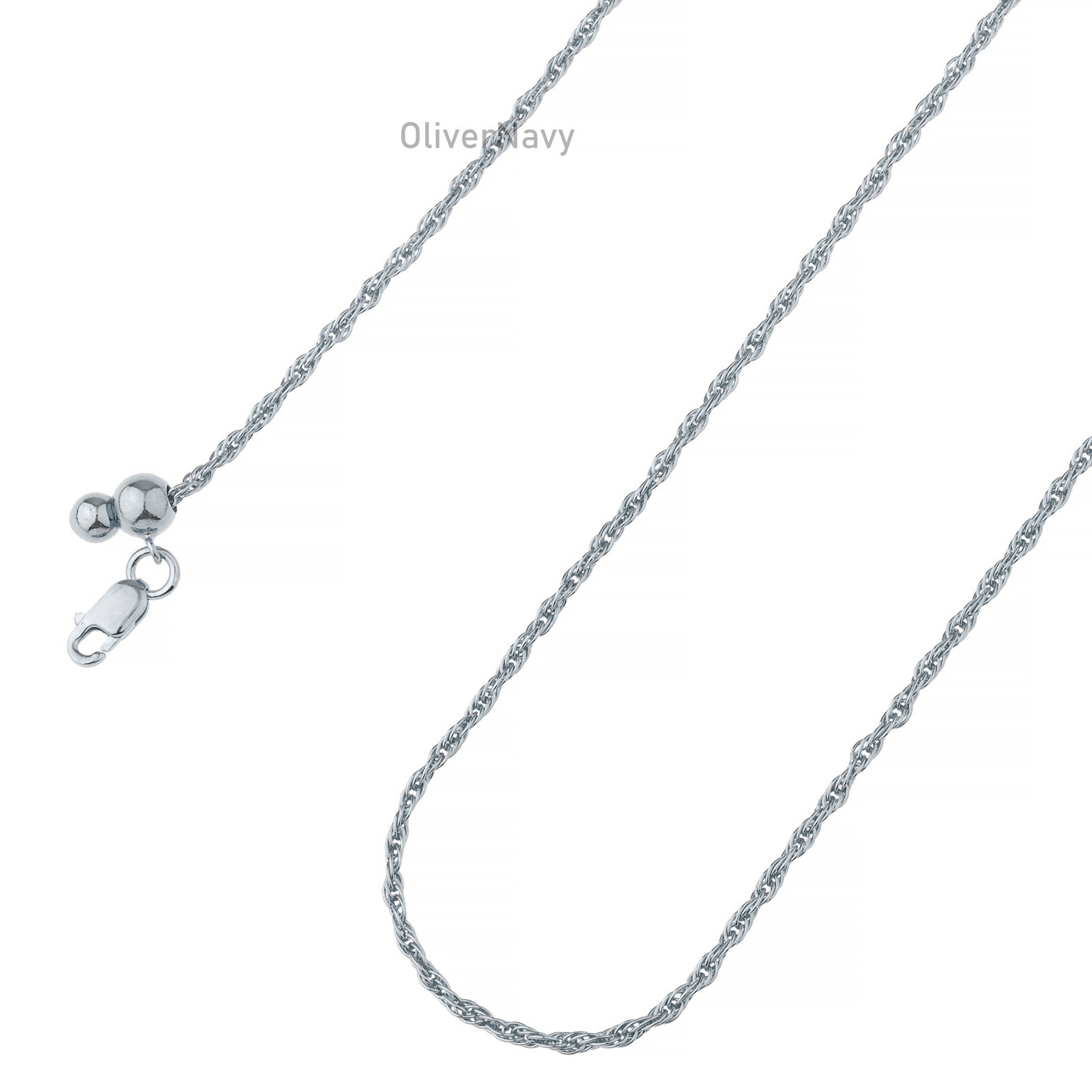 925 Sterling Silver Rhodium Adjustable Loose Rope Chain 2mm Up To 24”
