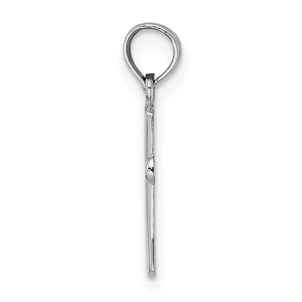 10K / 14K White Gold Polished Beveled Cross W/ Round Tips Charm