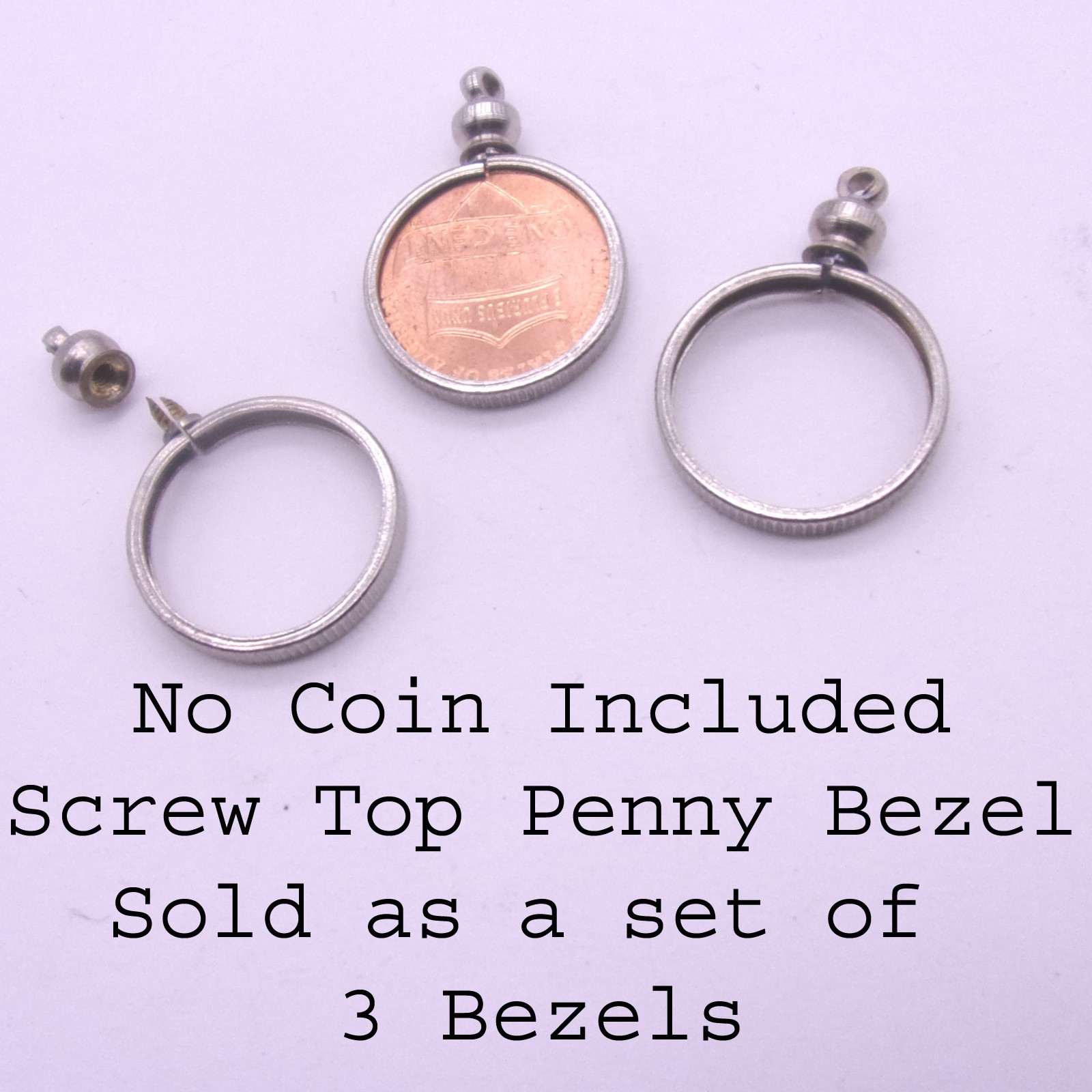 Penny Coin Bezel,Screw Top US Penny Bezel,3 Bezels per Order, NO Coins Included