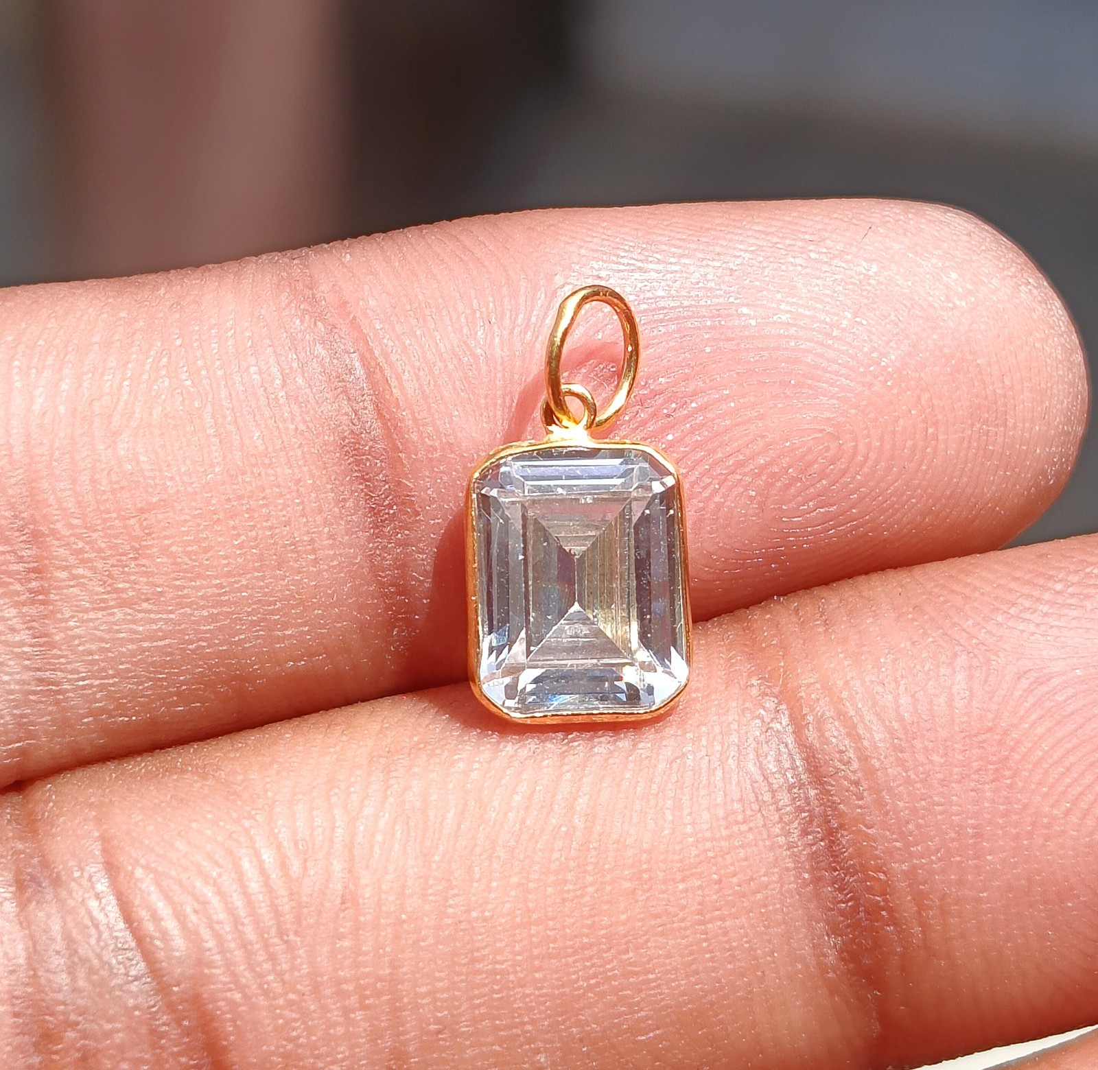 Handmade 18k Solid Gold Diamond Charm Pendant – Dainty Gemstone Jewelry
