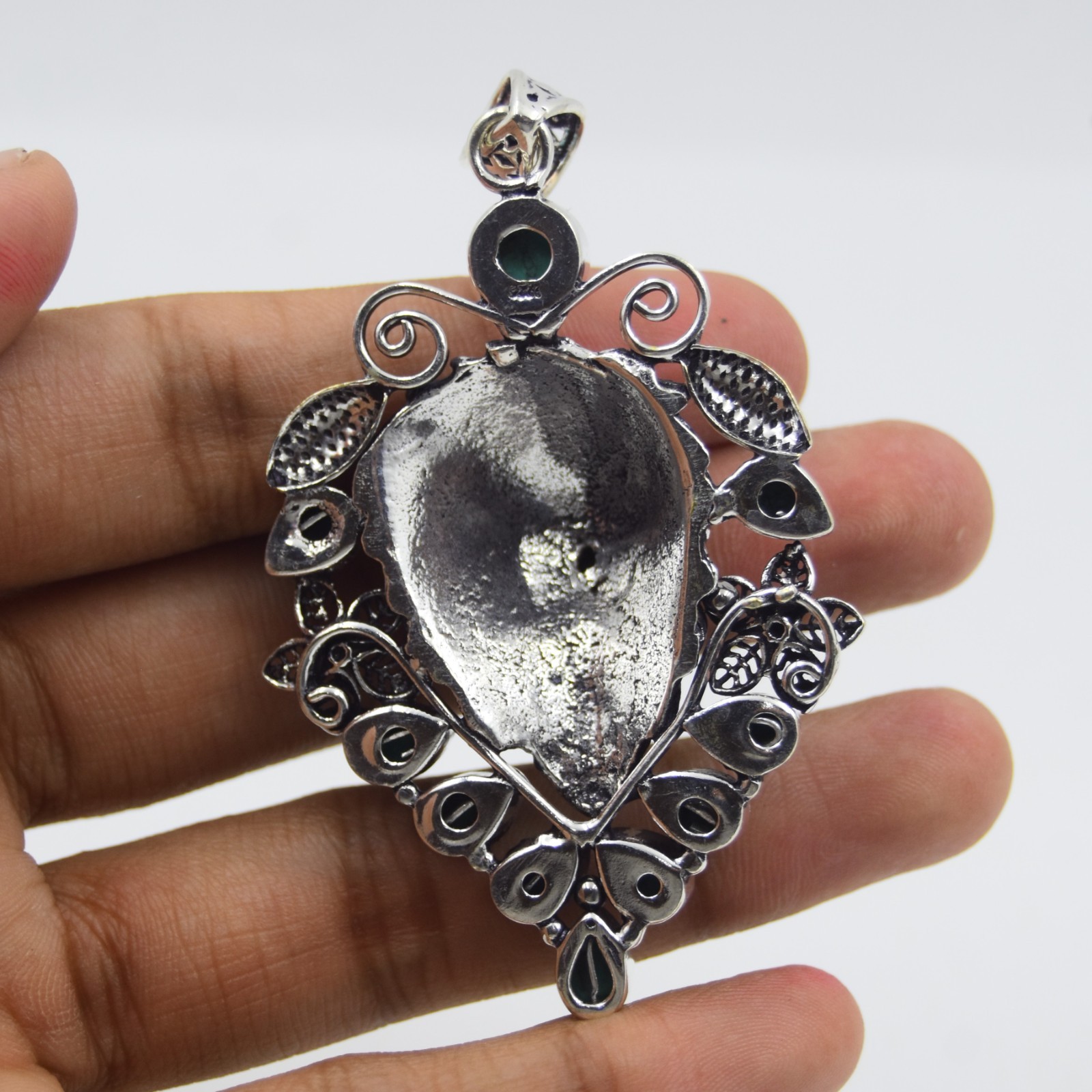 Blue Turquoise Gemstone Handmade 925 Sterling Silver Jewelry Pendant Size-2.25″
