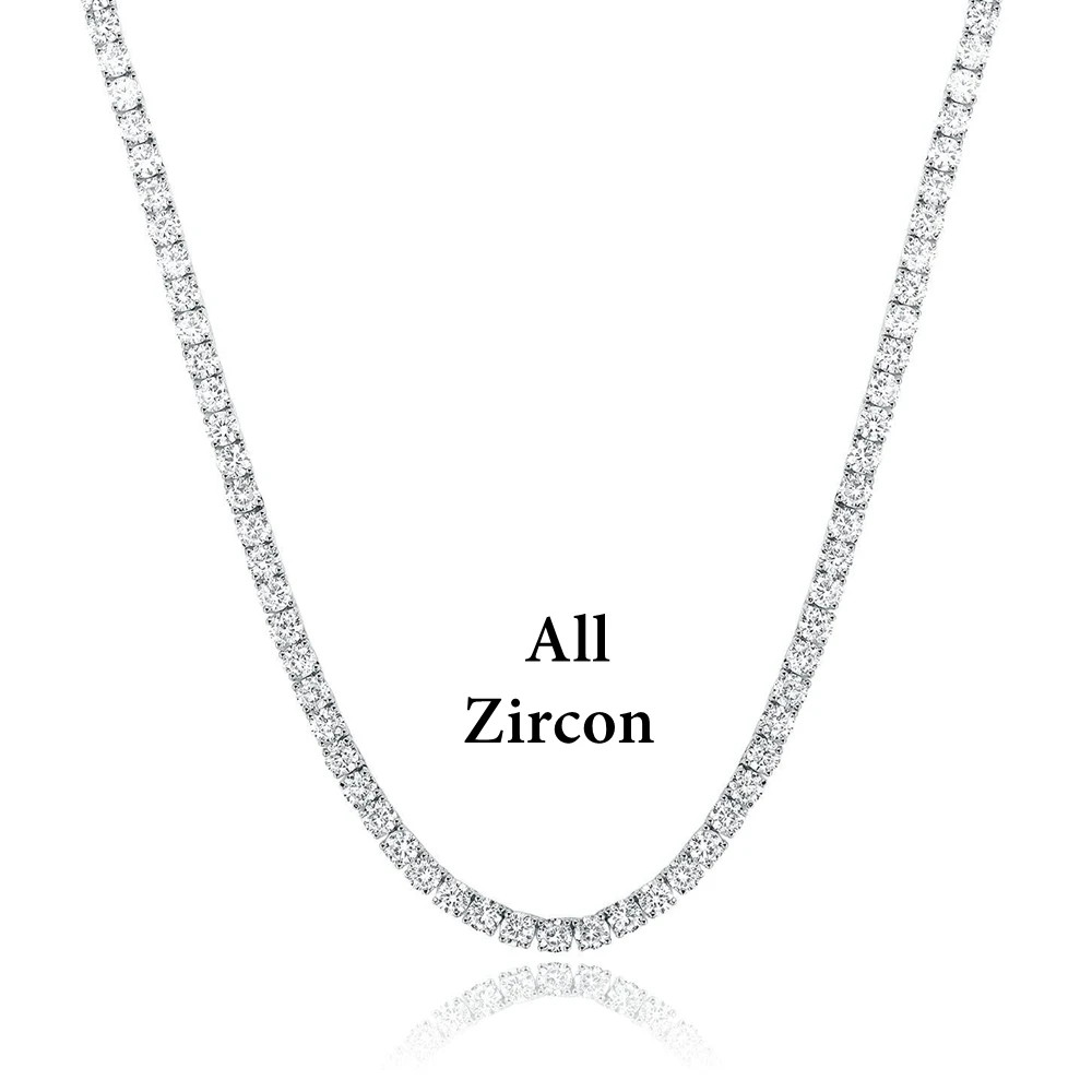 3-6.5mm Moissanite Tennis Necklace 925 Sterling Silver Hiphop Necklace Men Women