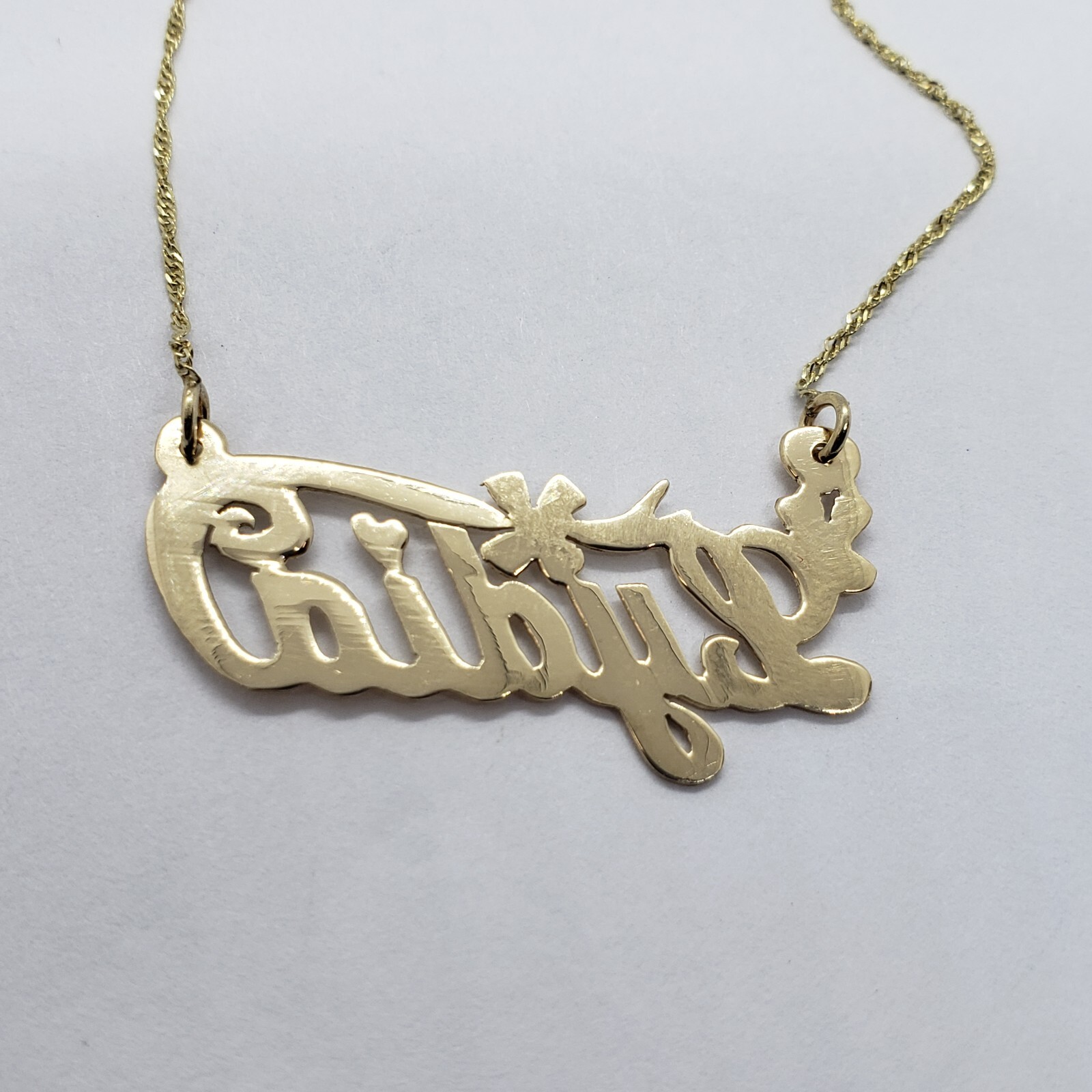 10K Yellow Gold Personalized Handmade Name Pendant with/out Singapore Chain